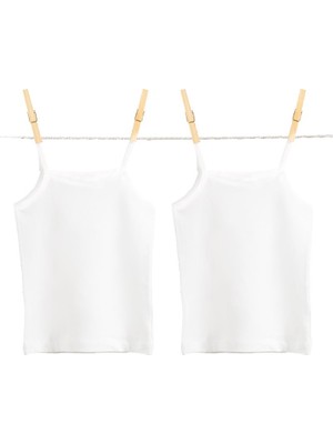 Blackspade Kız Çocuk Beyaz Atlet 2'li Paket Esnek Kumaş ve Nefes Alabilir Özellikler