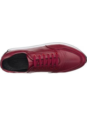 Costo Shoes YC2023 Bordo Deri Erkek Spor Ayakkabı Rahat Hafif Taban Geniş Kalıp