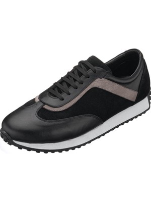 Costo Shoes KB77 Siyah - Gri Deri Rahat Şık Preimium Serisi Erkek Spor Ayakkabı Ganiş Rahat Kalıp