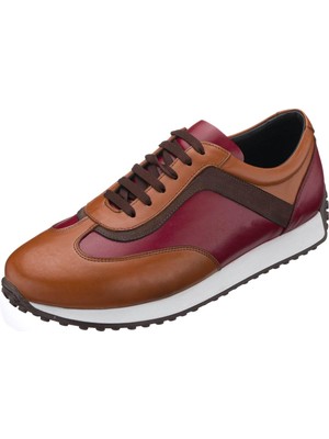 Costo Shoes KB77 Taba & Bordo Deri Rahat Şık Preimium Serisi Erkek Spor Ayakkabı Ganiş Rahat Kalıp