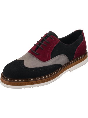 Costo Shoes ALP23 Siyah Süet & Gri Nubuk Deri Hafif Rahat Eva Taban Rahat Geniş Kalıp Premium Serisi