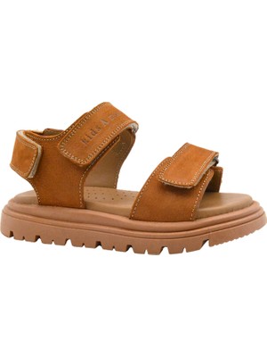Santos Çift Cırtlı Hakiki Deri Unisex Çocuk Sandalet Tarçın Rengi