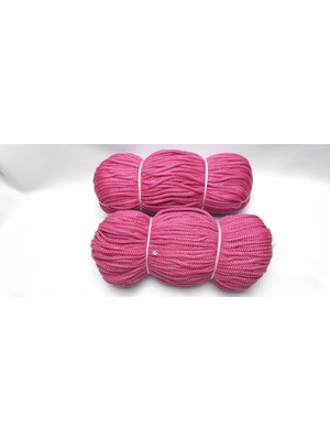 2 Çile 6 mm Pembe Polyester Hamak Salıncak Makrome Ip (Takribi 1500 Gr)