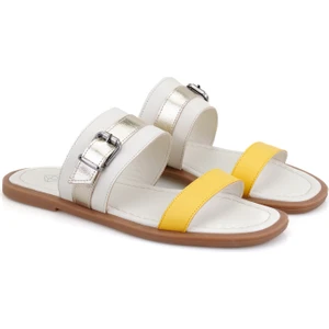 Makena Siyah Kadın Ayarlanabilir Tokalı Deri Terlik