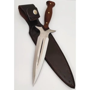 Hisar Bıçak Kök Ceviz Saplı Çift Ağızlı Hançer Av Bıçağı Kamp Bıçağı İsim Yazdırılabilir Kamp Bıçağı Ahşap Saplı Outdoor Ekipman