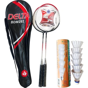 2 Adet Badminton Raketi + Çantası + 6 Adet Yüksek Hız Sevenler İçin Mantar Kafa Badminton Topu