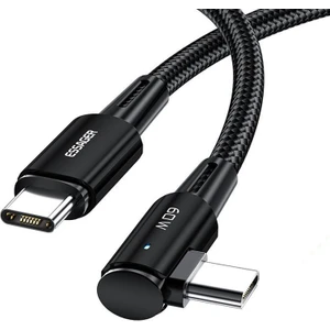 4U Sky 2m 60W Tip-C'den Tip-C'ye Dirsek Kablosu Hızlı Şarj 480MBPS Örgülü Veri Kablosu - Siyah (Yurt Dışından)