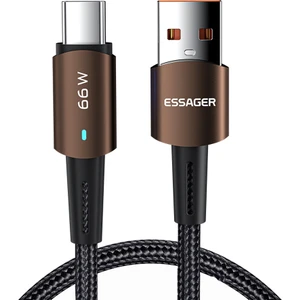 4U Sky 1m Hızlı Şarj Kablosu 6A Örgülü Tasarım Usb'den C Tipi Cep Telefonu Kablosuna 480MBPS Veri Iletim Kablosu - Kahve (Yurt Dışından)