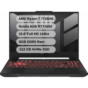 Tuf Gaming A15 FA507NU-LP030W Amd Ryzen 7 7735HS 8gb Ddr5 512GB SSD 6gb RTX4050 15.6" Fhd 144Hz Windows 11 Home Taşınabilir Bilgisayar