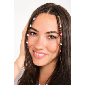 Belifanti Collection Kadın 24’lü Renkli Kalp Model Kalpli Saç Süsü Toka Saç Boncuğu