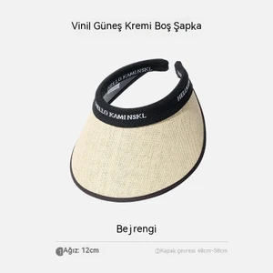 Muz Aynı Kabuğun Altında Güneş Şapkası Kadın Anti-Ultraviyole Yaz Yüzünü Örten Plaj Güneş Şapkası Bisiklet Boş Üst Güneş Şapkası (Yurt Dışından)