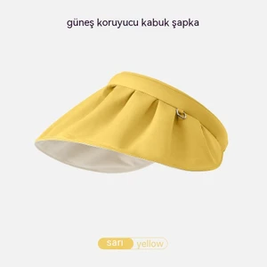 Muz Aynı Kabuğun Altında Güneş Şapkası Kadın Anti-Ultraviyole Yaz Yüzünü Örten Plaj Güneş Şapkası Bisiklet Boş Üst Güneş Şapkası (Yurt Dışından)