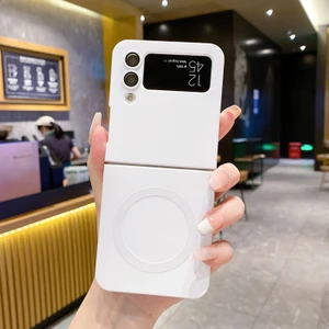 For Samsung Galaxy Z Flip 3 Metalik Boya Manyetik Emiş Cep Telefonu Kılıfları (Yurt Dışından)