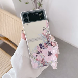 For Samsung Galaxy Z Flip 3 Çiçek Kuş Küçük Çiçekler Kendin Yap Bilezik Cep Telefonu Kılıfları (Yurt Dışından)