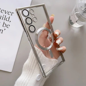 For Samsung Galaxy S21 Ultra Manyetik Emiş Elektrolizle Saydam Cep Telefonu Kılıfları (Yurt Dışından)