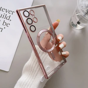 For Samsung Galaxy S21 Manyetik Emiş Elektrolizle Saydam Cep Telefonu Kılıfları (Yurt Dışından)