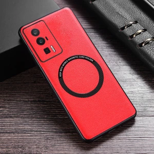 For Xiaomi Poco F5 Manyetik Emiş Deri Desen Cep Telefonu Kılıfları (Yurt Dışından)