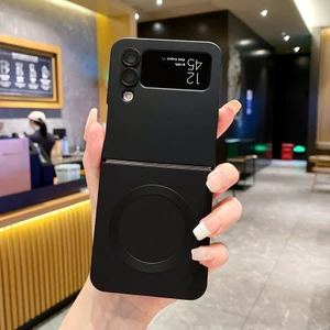 For Samsung Galaxy Z Flip 4 Metalik Boya Manyetik Emiş Cep Telefonu Kılıfları (Yurt Dışından)