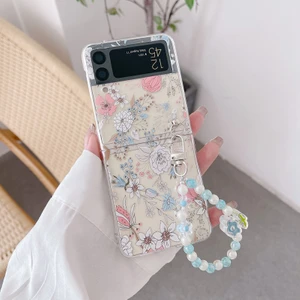 For Samsung Galaxy Z Flip 3 Çiçek Kuş Küçük Çiçekler Kendin Yap Bilezik Cep Telefonu Kılıfları (Yurt Dışından)