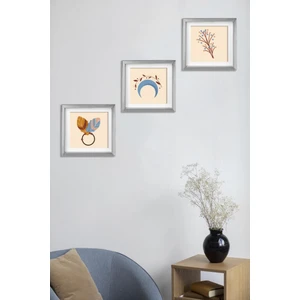 Yapışkanlı Sök-Tak Klasik Gümüş Kare Çerçeveler - 3'lü Paket 21X21CM