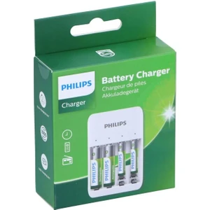 4 Slotlu USB Kablolu Şarj Cihazı 2'şer Adet Aa ve Aaa Pil SCB4013NB/00