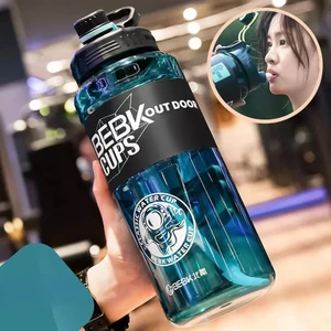 Shun Shop 2 Litre Su Sürahisi Saman Içecek Şişesi Büyük Kapasiteli Taşınabilir Seyahat (Yurt Dışından)
