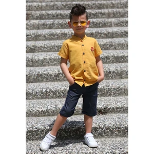 Mnk Baby & Kids Keten Gömlek Dokuma Pantolon Kemerli Erkek Çocuk Takım  MNK4306