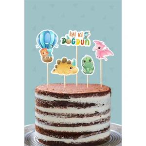 Neşeli Günlerim Baby Dinozor Temalı Pasta Süsü Seti