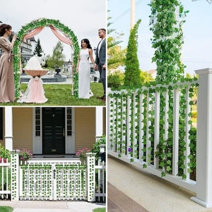 Hawaian Tema Yapay Sarmaşık Çiçeği Bitkisi Dekor Süsü 230 cm Yeşil Renk 6 Adet