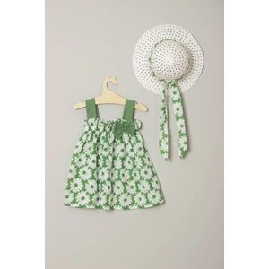 Ada Bebek Çocuk Ada Bebek Kız Çocuk Çiçekli Elbise Şapka ile Birlikte Yeni Sezon Rahat Kullanım