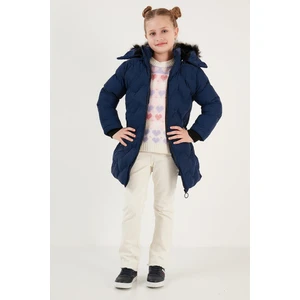 Peluş Astarlı Yakası Suni Kürklü Çıkarılabilir Kapüşonlu Kışlık Mont Kız Çocuk Mont 5761905