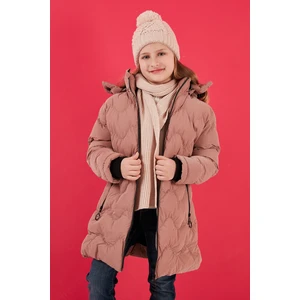 Peluş Astarlı Yakası Suni Kürklü Çıkarılabilir Kapüşonlu Kışlık Mont Kız Çocuk Mont 5761905