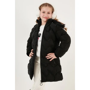 Peluş Astarlı Yakası Suni Kürklü Çıkarılabilir Kapüşonlu Kışlık Mont Kız Çocuk Mont 5761905