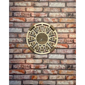 Ümra Lazer Ahşap Dekoratif Hasır Detaylı Duvar Saati 40X40 cm Sessiz Akar Mekanizma