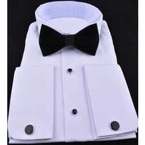 New Brk 2023 Ata Yaka Saten Kol Düğmeli Gömlek/beyaz/m