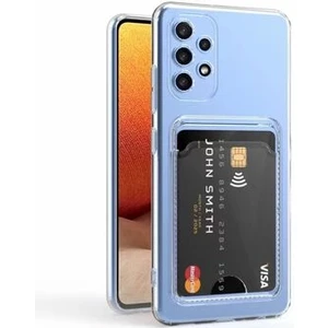 Samsung Galaxy A13 4g ile Uyumlu  Kartlıklı Kartvizitli Şeffaf Telefon Kılıfı