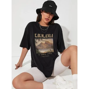 Kadın Tasmania Baskılı Oversize T-Shirt