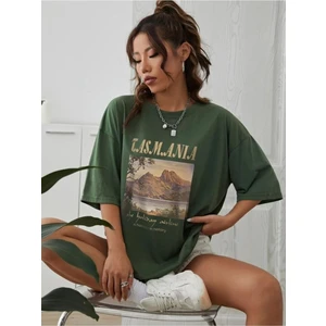 Kadın Tasmania Baskılı Oversize T-Shirt