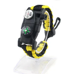 Outdoor Aksesuarları Paracord Kamp Bileklik Hayatta Kalma Bilekliği Sarı