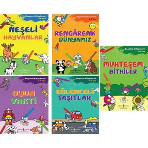 Boyama Kitaplarım 3 - 4 Yaş - Taşıtlar - Dünyamız - Oyun Vakti - Hayvanlar - Bitkiler - 5 Kitap