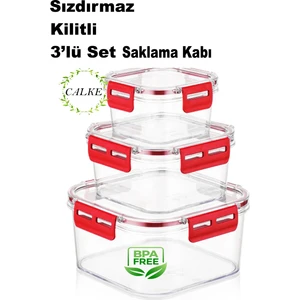 3’Lü Set Sızdırmaz Kilit Kapaklı Saklama Kabı