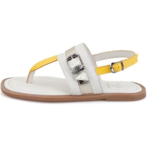 Mandy Beyaz Kadın Ayarlanabilir Tokalı Deri Terlik