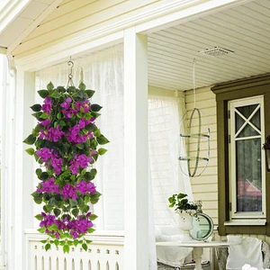 Yapay Çiçek Mor Begonvil Çiçeği 9 Dallı 100CM Sarkan Çiçek