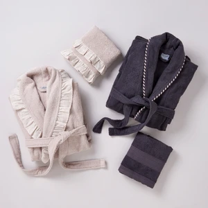 Merlina Pamuk 4'lü Bornoz Seti Vizon