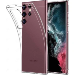 Case World Caseworld Samsung Galaxy S22 Ultra ile Uyumlu Kapak 1mm Süper Silikon Şeffaf Kılıf