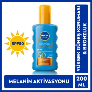 NIVEA Sun SPF50 Güneş Koruyucu & Bronzluk Güneş Kremi 200 ml Sprey,Çok Yüksek Güneş Koruması