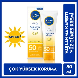 NIVEA Sun SPF50+  & Leke Q10 Yüz Güneş Kremi 50 ml;Çok Yüksek Güneş Koruması