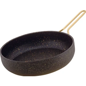 24 cm Granit Tava Altın Renk Kulplu