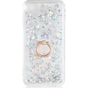 Apple iPhone Se 2022 Kılıf Sıvılı Simli Yüzüklü Kapak