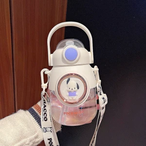 Sevimli Büyük Su Isıtıcısı Kız Su Şişesi Çocuk Cuolomi Jade Guidou Büyük Kapasiteli Yaz Öğrencileri-Beyaz Pacou Dog 820ML (Yurt Dışından)